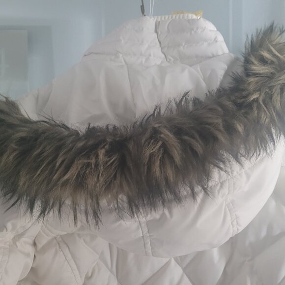 Espirit White Long Puffer Down Filled Ladies Winter Coat with Removable Hood - Picture 8 of 16